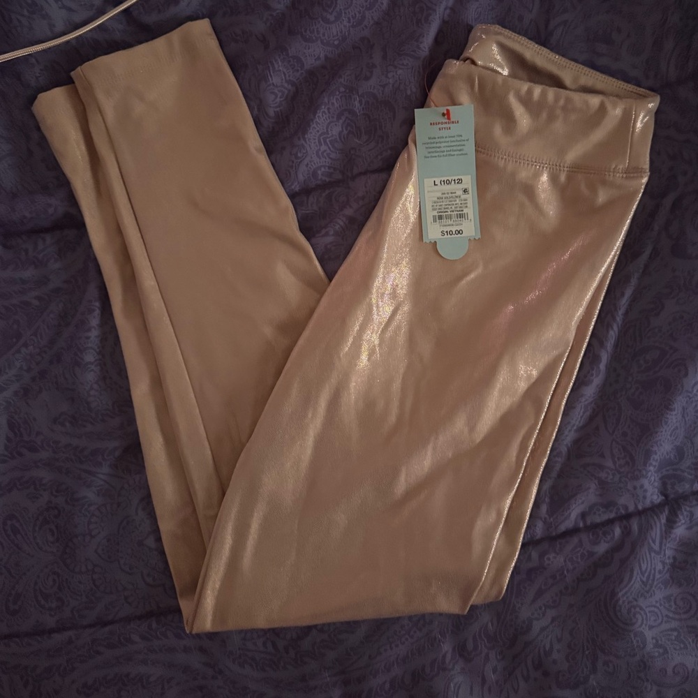 Cat & Jack Gold Kids Metallic Pink Casual Leggings